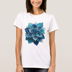 Camiseta Diseño clásico plateado FLOR AZUL Negrita
