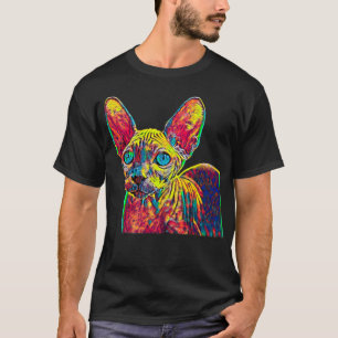 Camiseta Diseño coloreado vintage de la raza del gato de