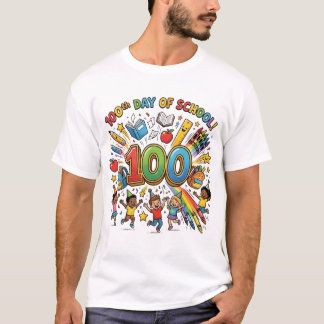 Camiseta Diseño colorido de celebración del 100º día de esc