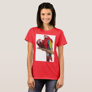 Camiseta Diseño colorido de pintura de color rojo de macao 