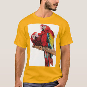 Camiseta Diseño colorido de pintura de color rojo de macao