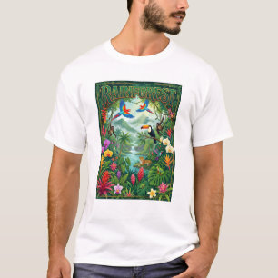 Camiseta Diseño colorido de selva tropical