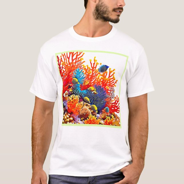 Camiseta Diseño colorido de vida marina submarina (Anverso)