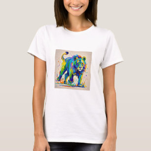 Camiseta Diseño colorido y abstracto de arte animal de León