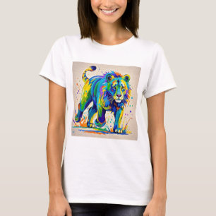 Camiseta Diseño colorido y abstracto de arte animal de León