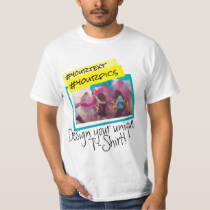 Camiseta Diseño colorido y vibrante con imágenes y texto