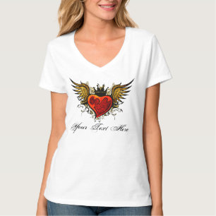 Camiseta Diseño con alas urbano del tatuaje del corazón c
