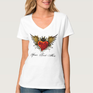 Camiseta Diseño con alas urbano del tatuaje del corazón con