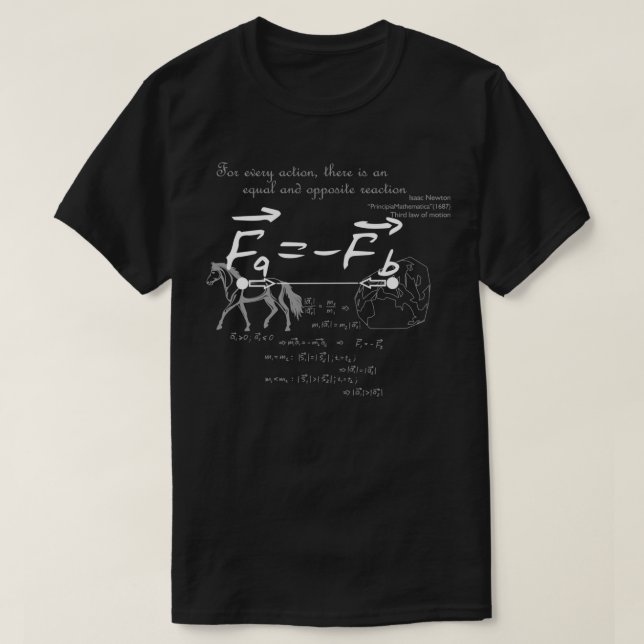 Camiseta Diseño con la tercera ley de Sir Isaac Newton  (Diseño del anverso)