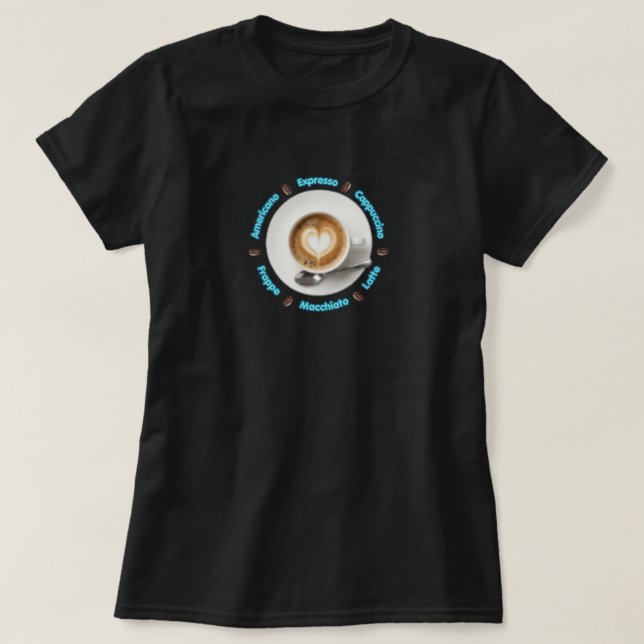 Camiseta diseño corazón leche café (Diseño del anverso)