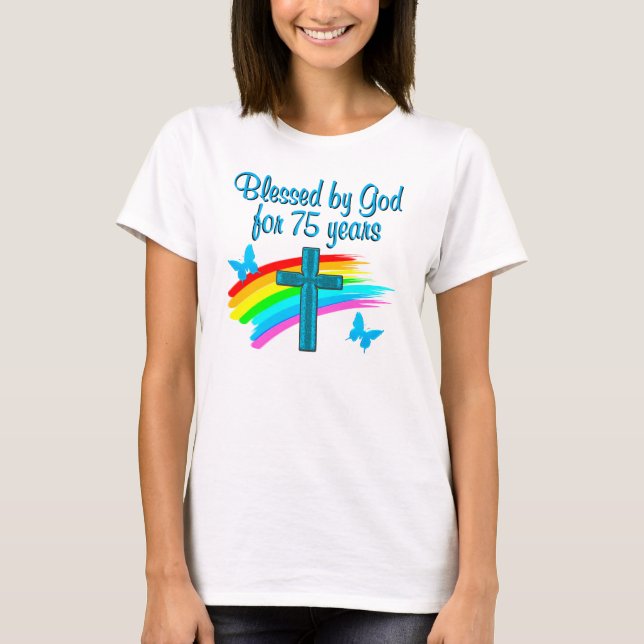 Camiseta DISEÑO CRISTIANO AZUL DE bonito 75 (Anverso)