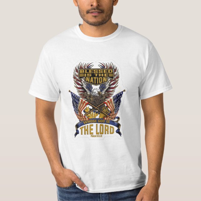 Camiseta Diseño cristiano de la nación bendita (Anverso)