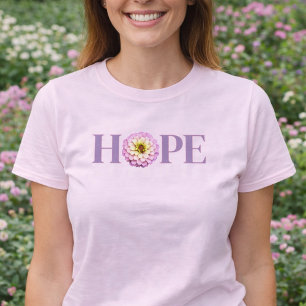 Camiseta Diseño Cristiano de Zinnia Floral Rosa Claro Hope