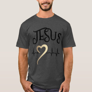 Camiseta Diseño Cristiano Jesús con Corazón y Pulso