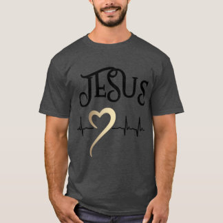 Camiseta Diseño Cristiano Jesús con Corazón y Pulso