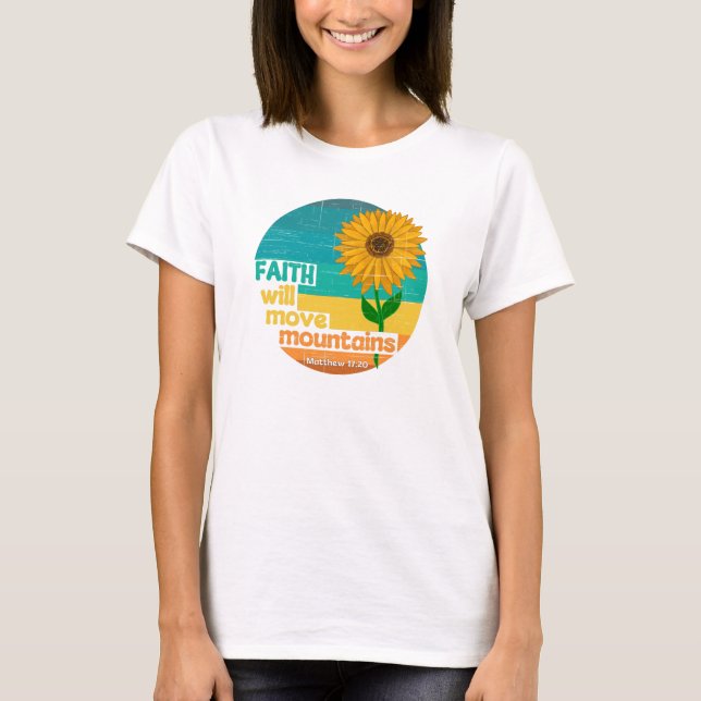 Camiseta Diseño Cristiano Mover Montañas de Fe (Anverso)