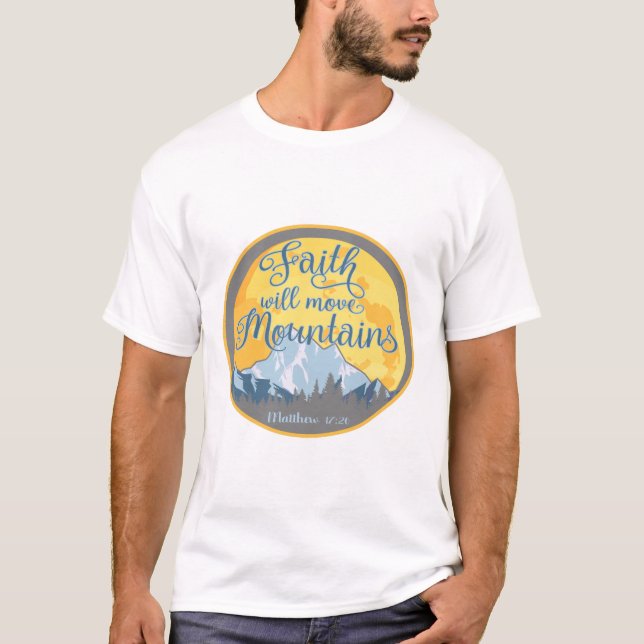 Camiseta Diseño Cristiano Mueve Montañas de Fe (Anverso)