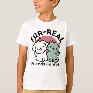 Camiseta Diseño 'Cuatro amigos reales para siempre' de gato