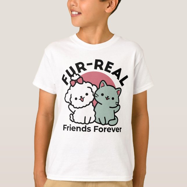 Camiseta Diseño 'Cuatro amigos reales para siempre' de gato (Anverso)