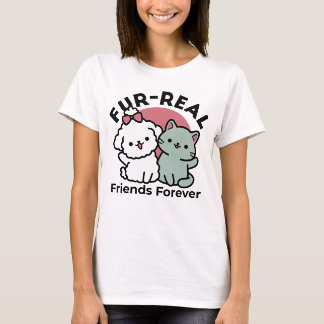Camiseta Diseño 'Cuatro amigos reales para siempre' de gato (Anverso)