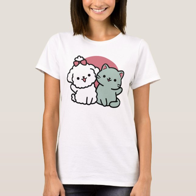 Camiseta Diseño 'Cuatro amigos reales para siempre' de gato (Anverso)