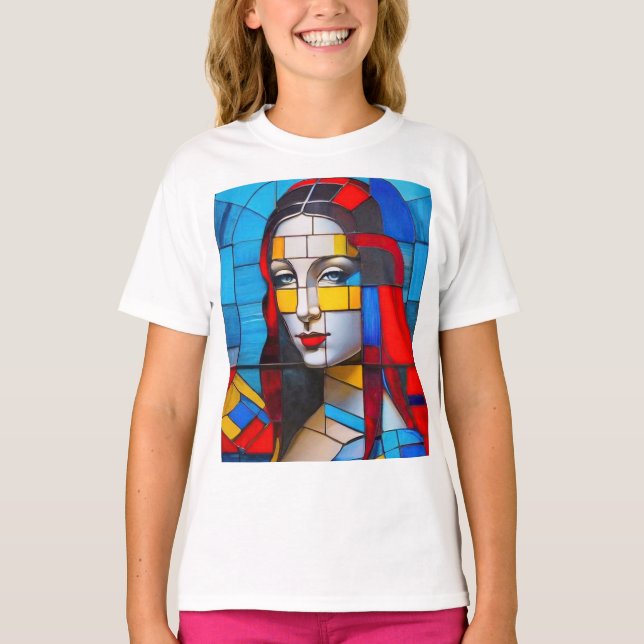 Camiseta Diseño Cubista Mona Completamente Moderno (Anverso)