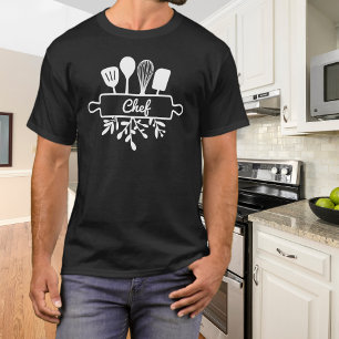 Camiseta Diseño Culinario Utensilios de Cocina Chef Blanco