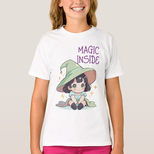 Camiseta Diseño curado de brujas para bebés de Kawaii para  (Anverso)