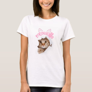 Camiseta Diseño Cute Meowallo Peeking Kitten