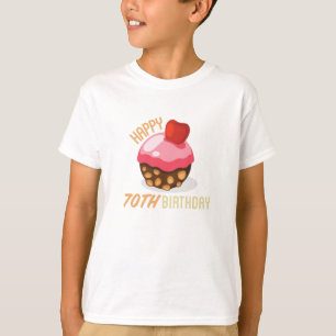 Camiseta Diseño de 70 años lindo con pastel de chocolate