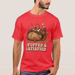 Camiseta Diseño de Acción de Gracias de pavo relleno y sati