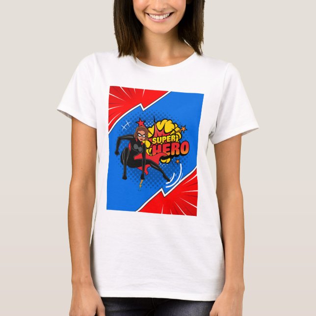 Camiseta Diseño de acción de superhéroe de estilo de comedi (Anverso)