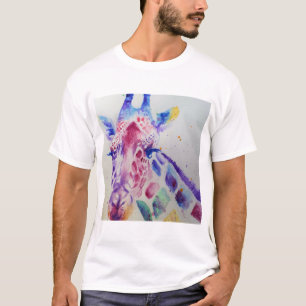 Camiseta Diseño de acuarela animal de jirafa colorida