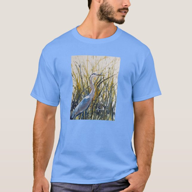 Camiseta Diseño de acuarela de Blue Heron (Anverso)