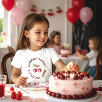 Diseño de Acuarela de Chica Cumpleañera Cereza Dul