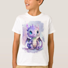 Camiseta Diseño de acuarela de dragon para bebé morado