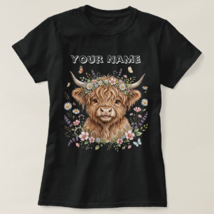 Camiseta Diseño de acuarela de vaca de las Highlands con co