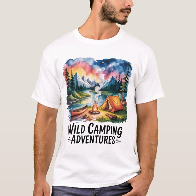 Camiseta Diseño de acuarela de Wild Camping Adventures (Anverso)