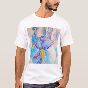Camiseta Diseño de acuarela floral de Iris azul