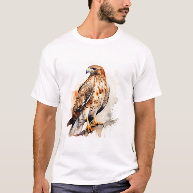Camiseta Diseño de acuarela Red Tail Hawk (Anverso)