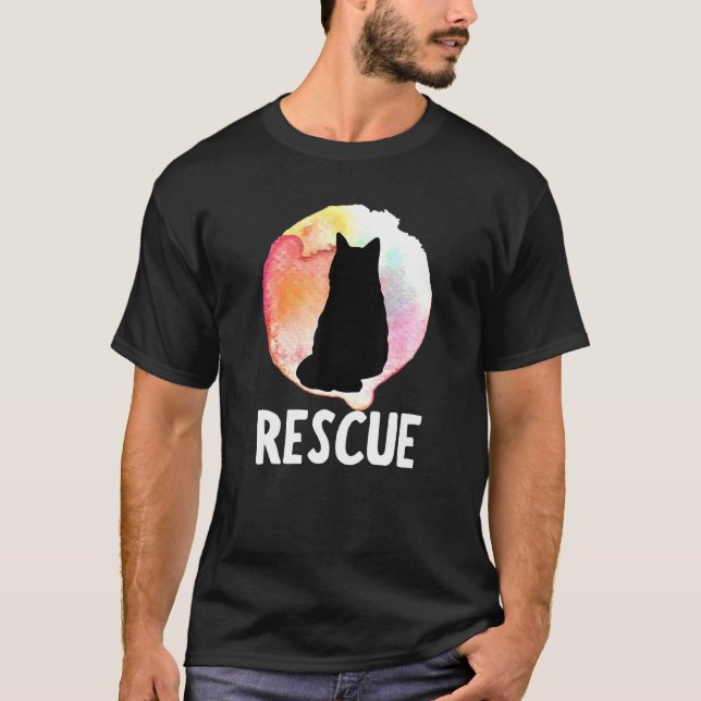 Camiseta Diseño de Adopción de Gato Rescate de Amanecer Ret (Anverso)