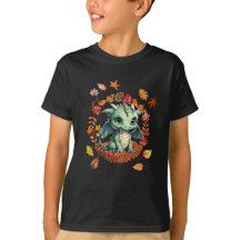 Diseño de adorable dragón verde “Otoño Impresionan