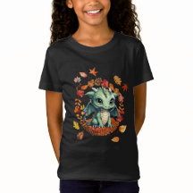 Diseño de adorable dragón verde “Otoño increíble d