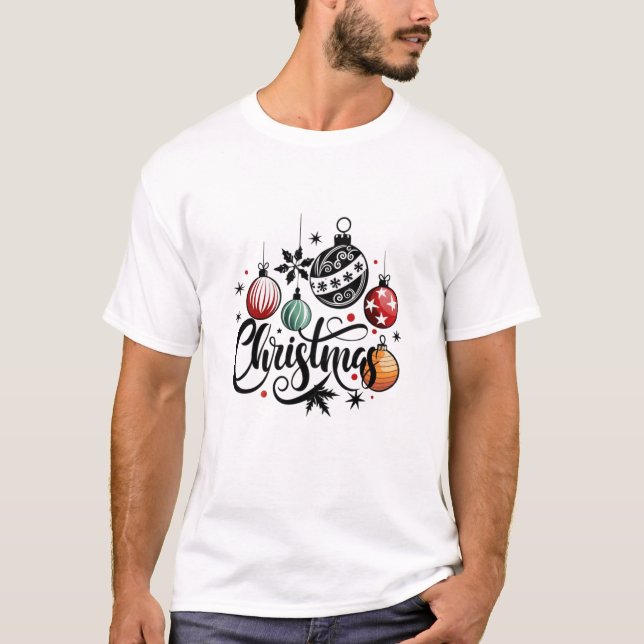 Camiseta Diseño de adornos para fiestas navideñas (Anverso)