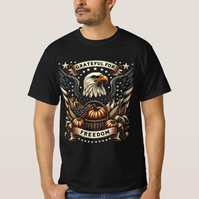 Camiseta Diseño de águila patriótica de Acción de Gracias (Anverso)