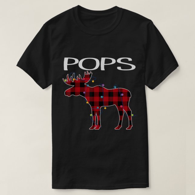 Camiseta Diseño de alce a cuadros de Navidad para Pops (Diseño del anverso)