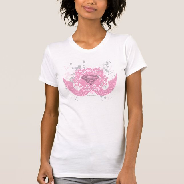 Camiseta Diseño de algas rosadas de superchica (Anverso)