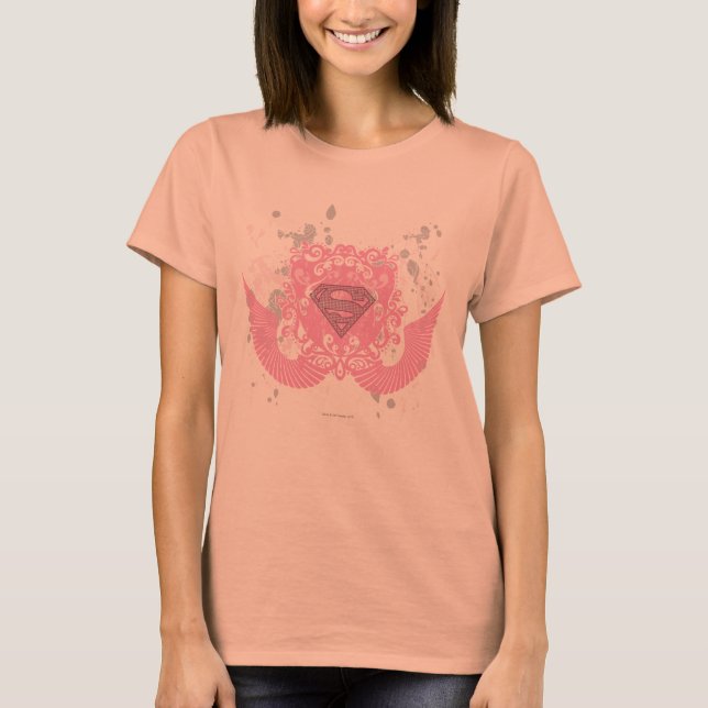 Camiseta Diseño de algas rosadas de superchica (Anverso)