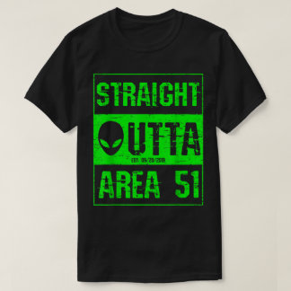 Camiseta Diseño de Alien Neon Recto de Área 51