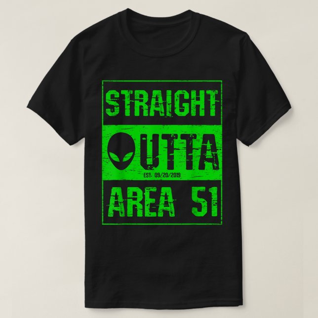 Camiseta Diseño de Alien Neon Recto de Área 51 (Diseño del anverso)